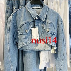 ZARA NEW WOMAN DENIM CROPPED JACKET BLUE Small 6688/024